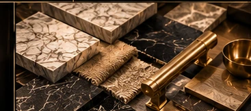 Design concept of dark architectural mouldings with heritage gold trim