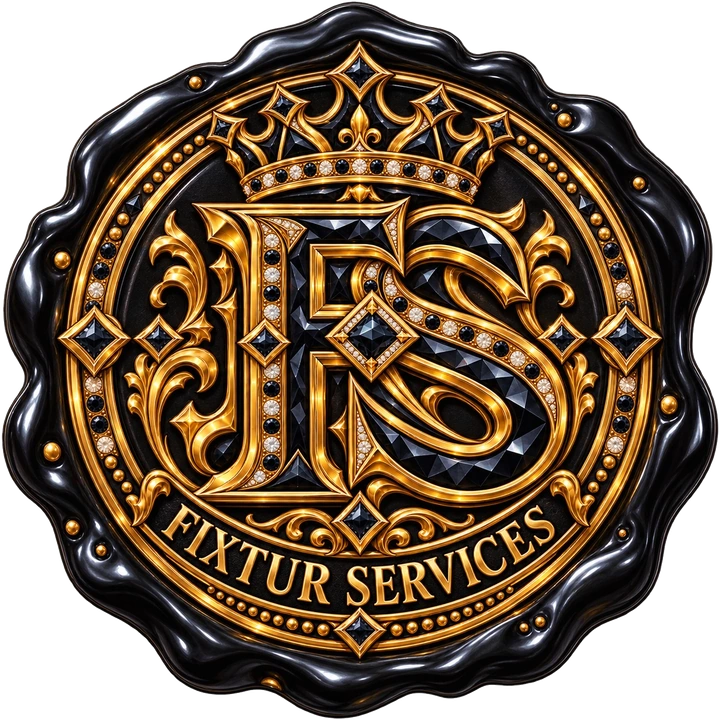 Original crowned FS emblem in gold and obsidian